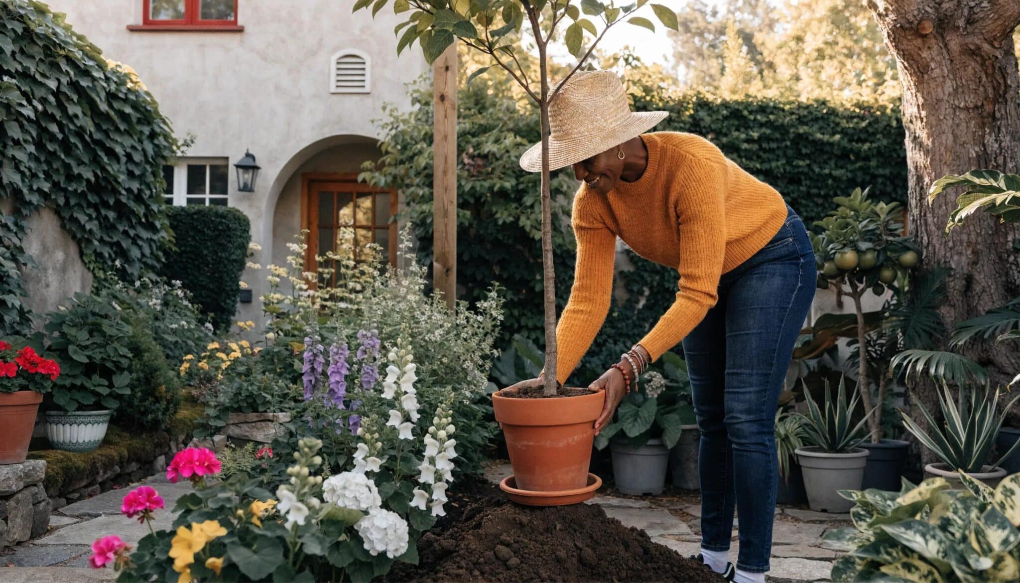 Woman planting a tree, representing philanthropy and social impact investing for women