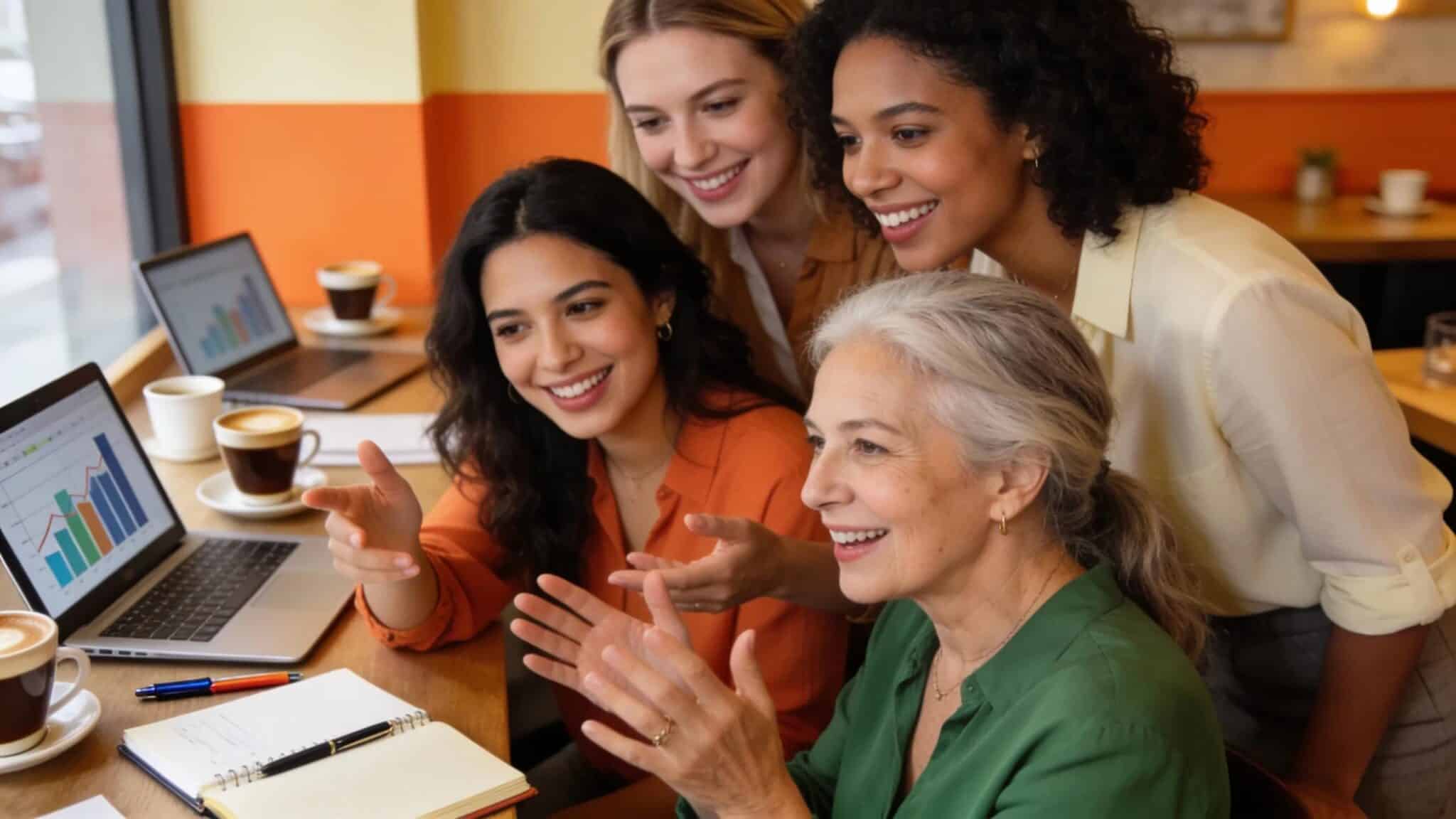 Diverse women discussing investment strategies in a collaborative environment